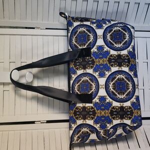 Alice + Olivia new canvas black blue gold duffle bag